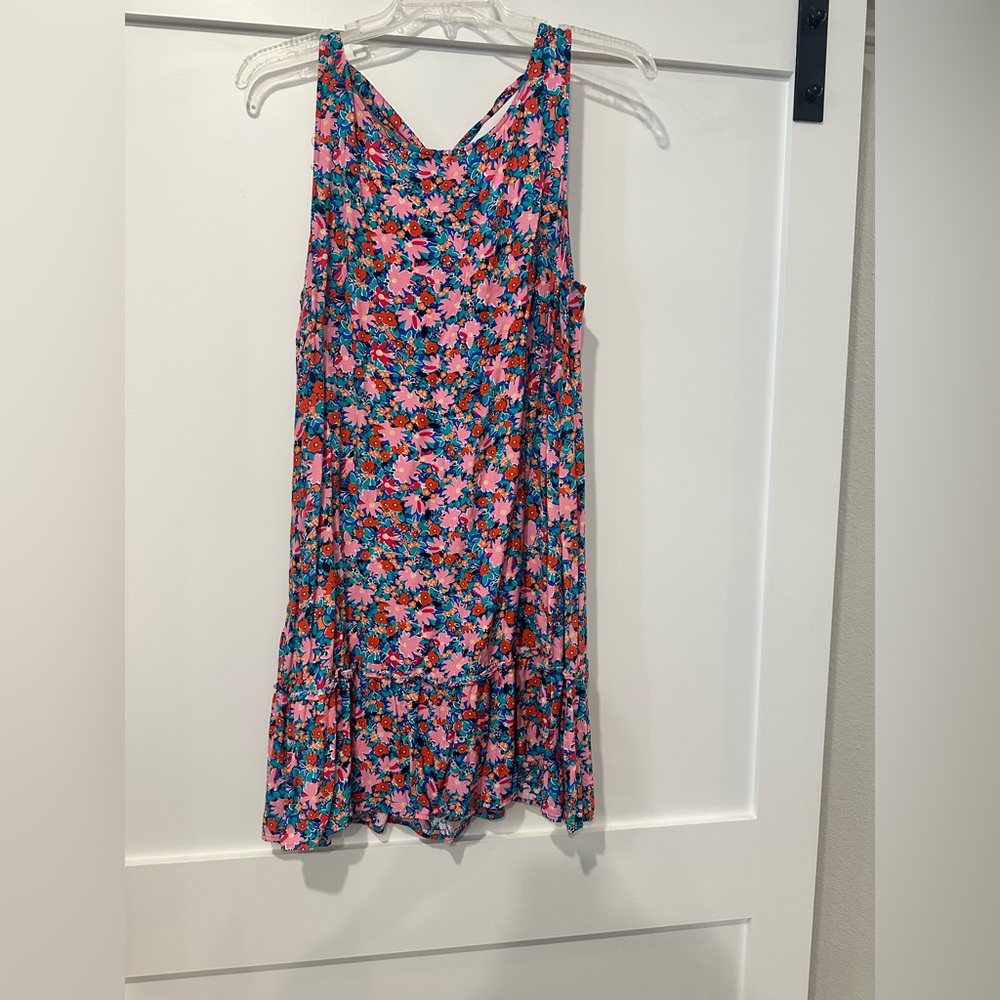 LOFT Floral Mini Dress - Pink and Blue